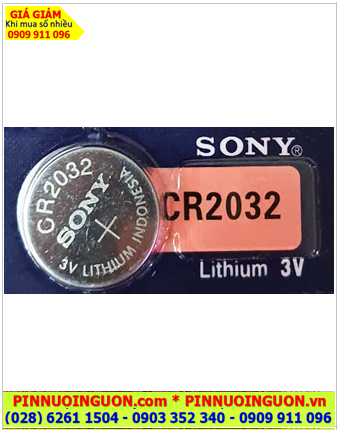 Sony CR2032; Pin 3v lithium Sony CR2032, Xuất xứ Indonesia 
